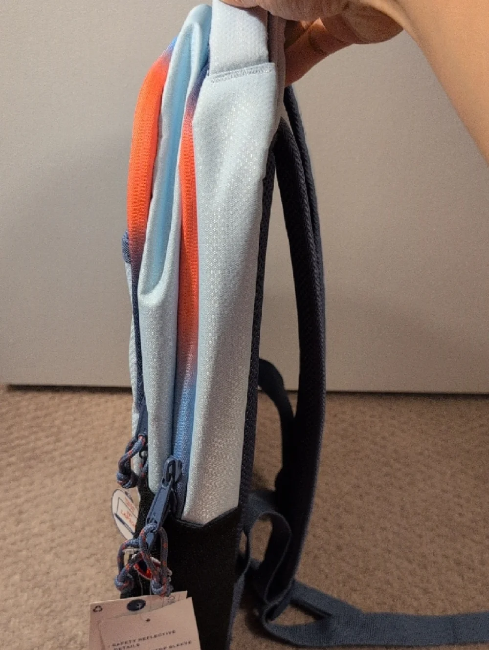 Champion Pale Blue Full Size Backpack with Dark Blue and Orange Fits 17
